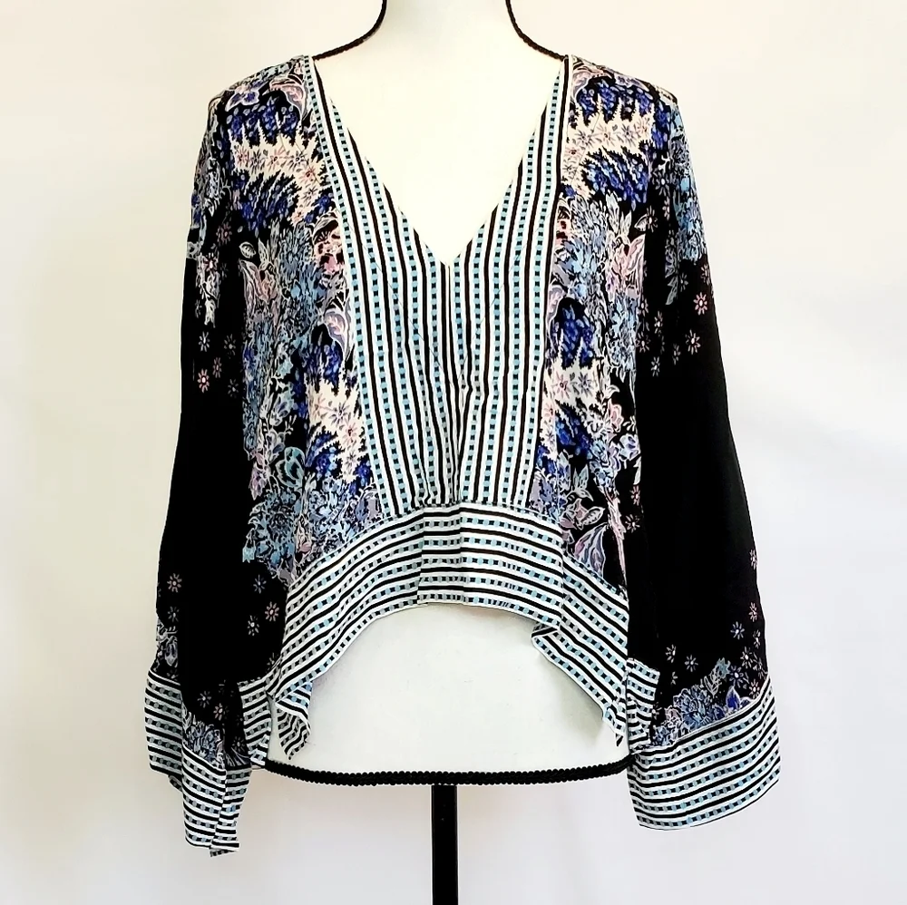 Free People Cropped Multicolored Boho Top